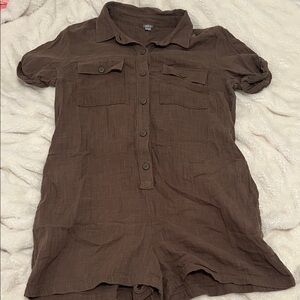 Aerie Taupe Linen Top